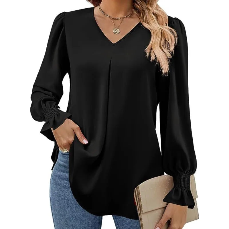 Blusa Feminina de Chiffon com Mangas Flare