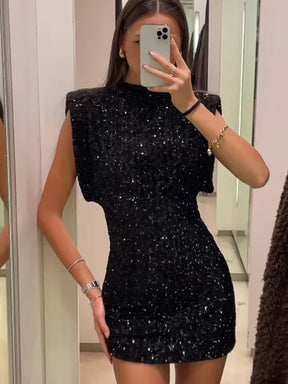 Vestido Curto Elegante com Paetês